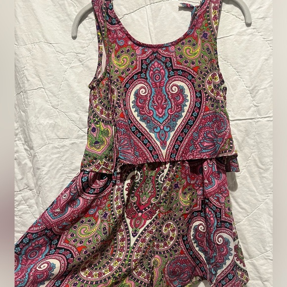 Truly Me Paisley Multicolor Tie Back Lined Romper, Girls Sz 12 - Picture 2 of 10